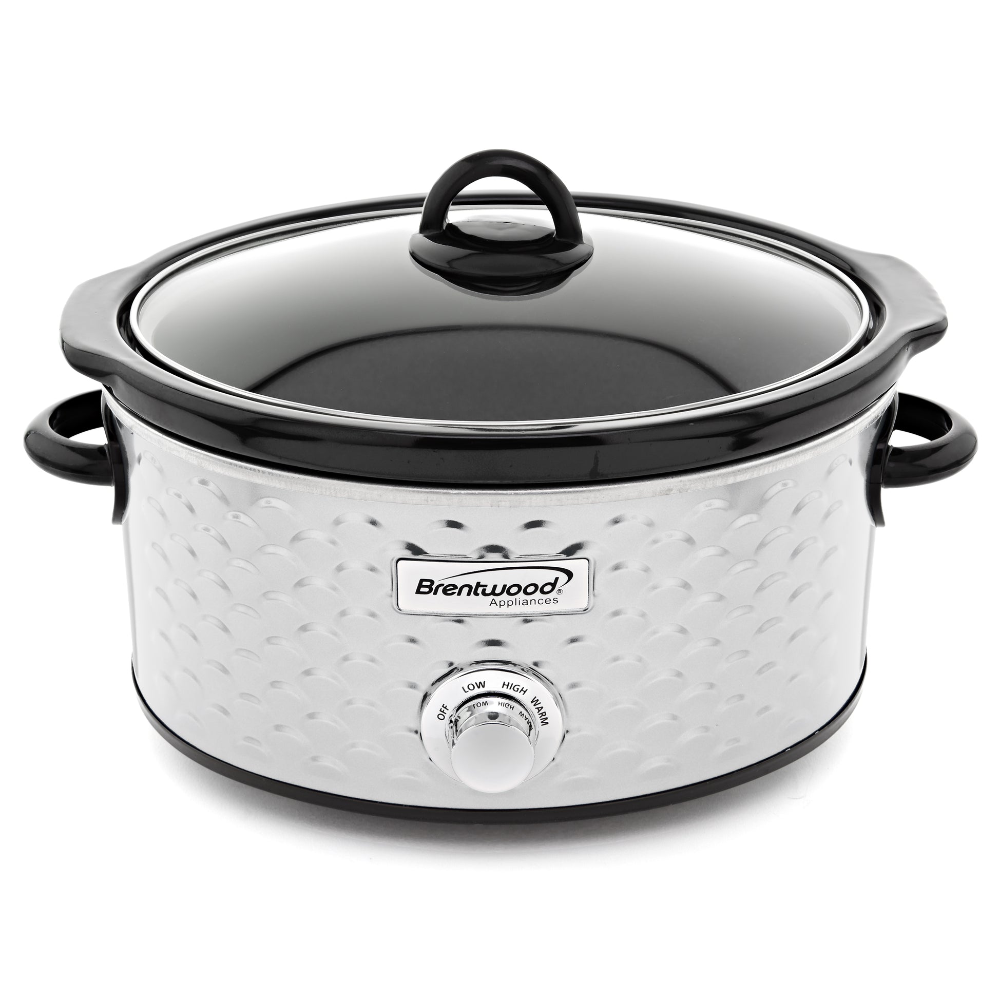 Brentwood Scallop Pattern 4.5 Qt Slow Cooker in Stainless Steel