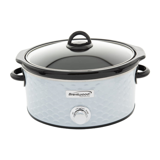 Brentwood Scallop Pattern 4.5 Qt Slow Cooker in White