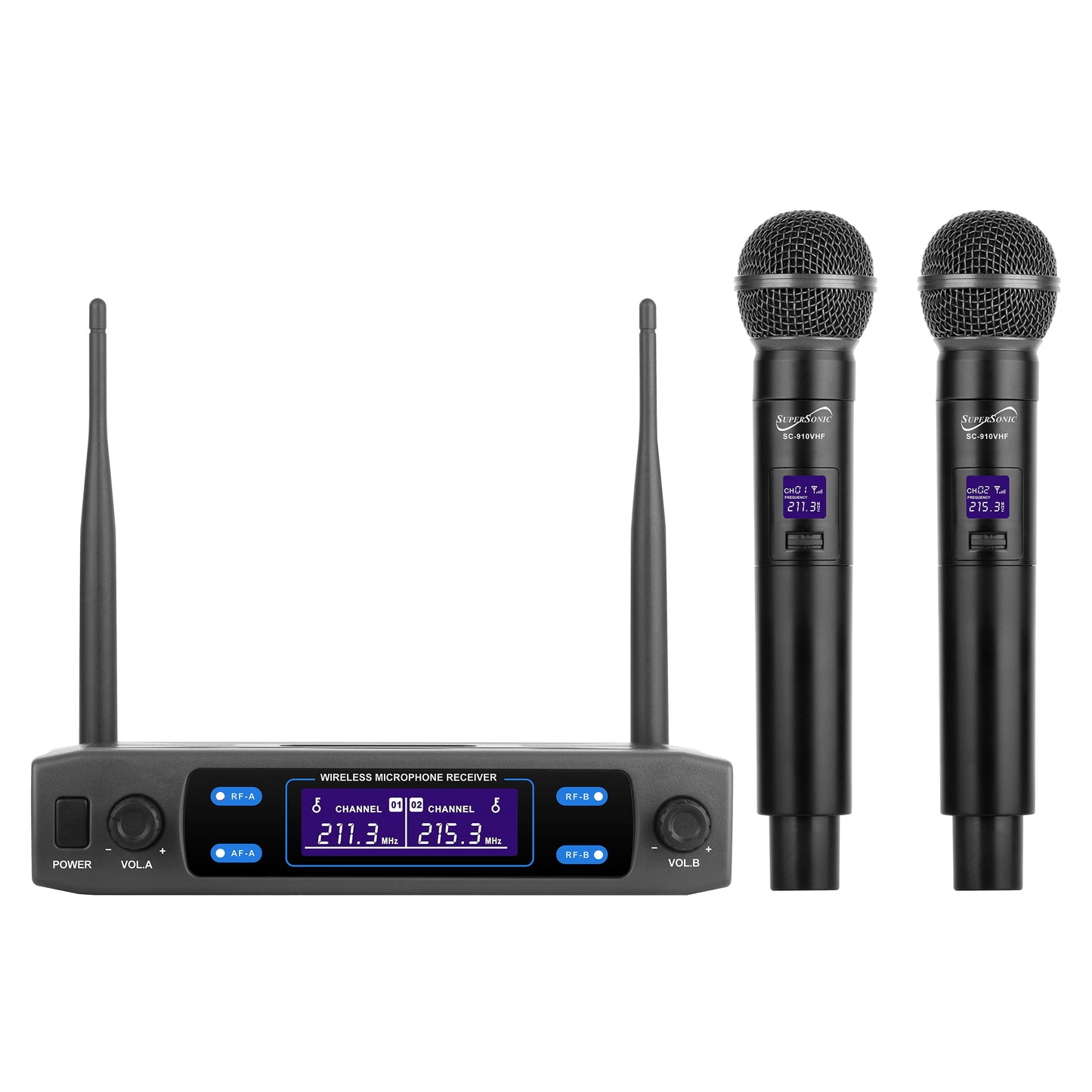 SuperSonic VHF Dual Channel Wireless Microphone System