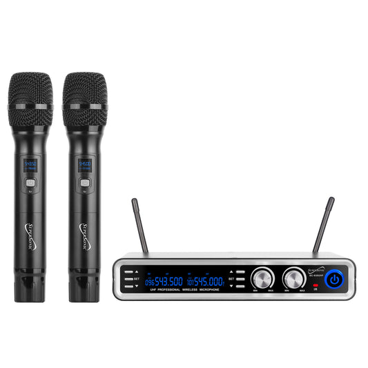 SuperSonic UHF Dual Fixed Channel Wireless Microphone System w 300' Range