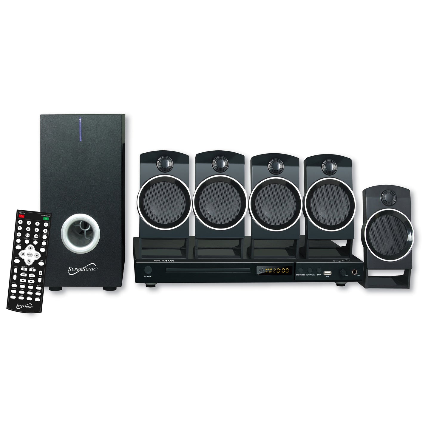 Supersonic 5.1 Channel DVD Home Theater System w USB Input & Karaoke Function