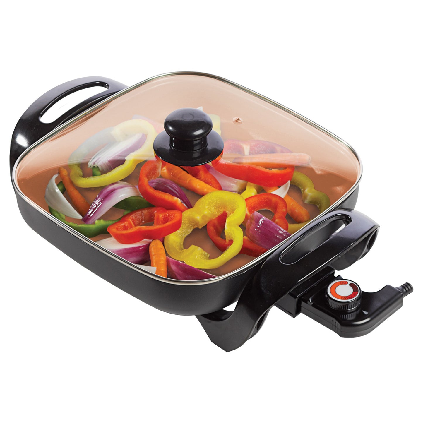Brentwood 12" Nonstick Electric Skillet in Copper w Glass Lid