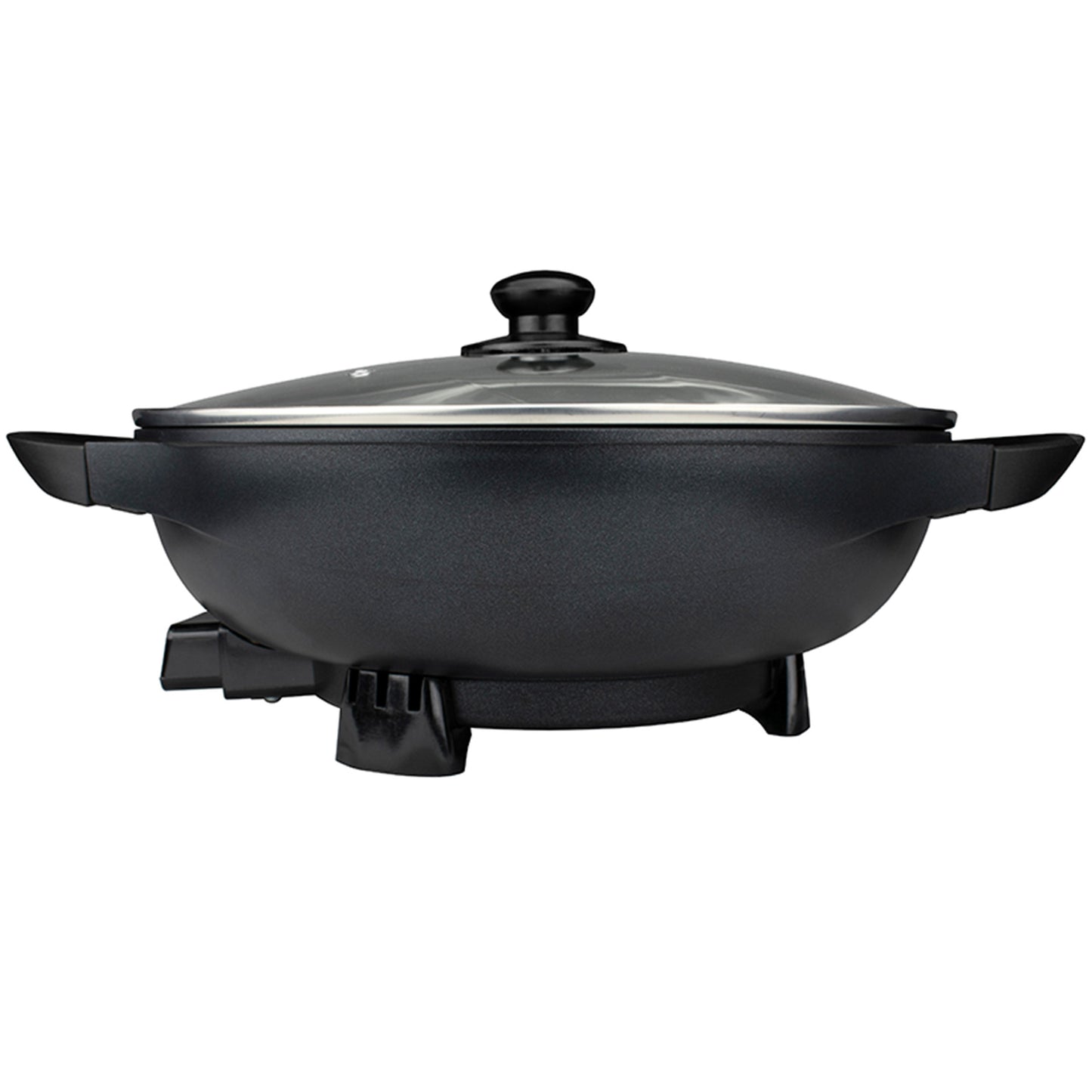 Brentwood 13" Non-Stick Flat Bottom Electric Wok Skillet w Vented Glass Lid in