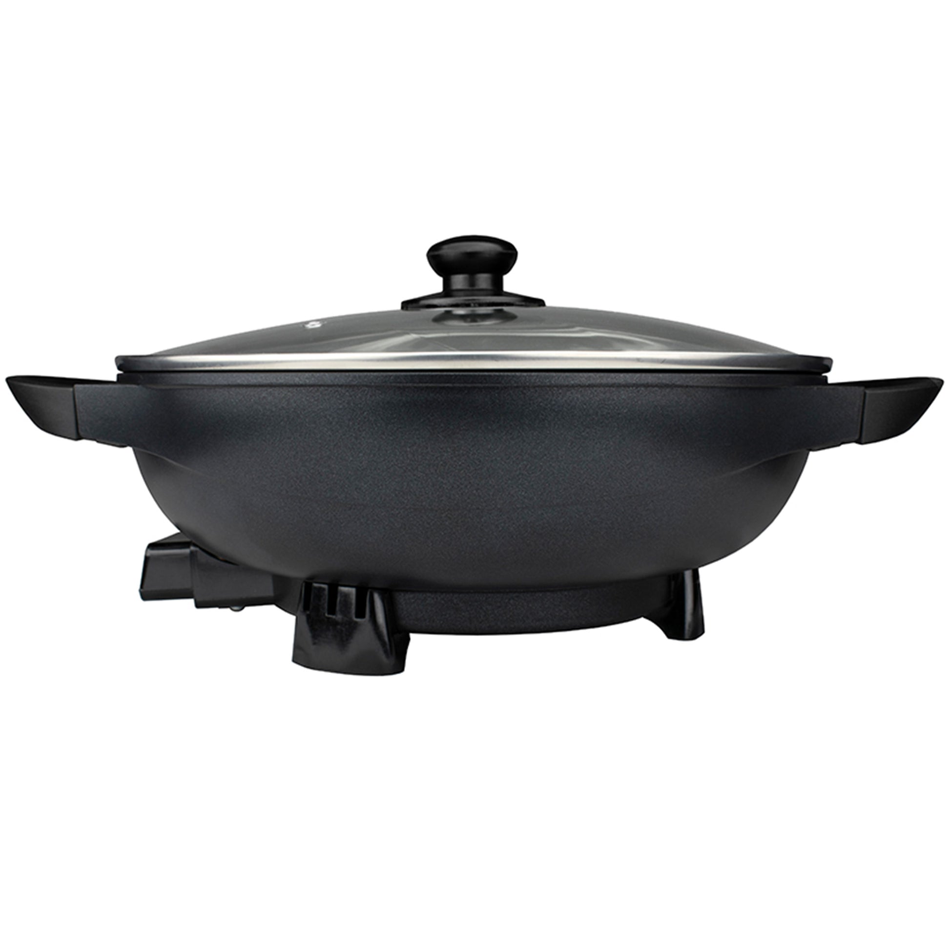 Brentwood 13" Non-Stick Flat Bottom Electric Wok Skillet w Vented Glass Lid in