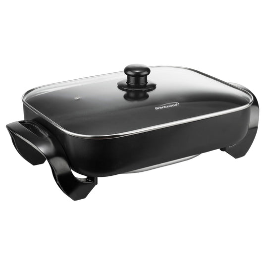 Brentwood 16" Nonstick Electric Skillet w Glass Lid in Black