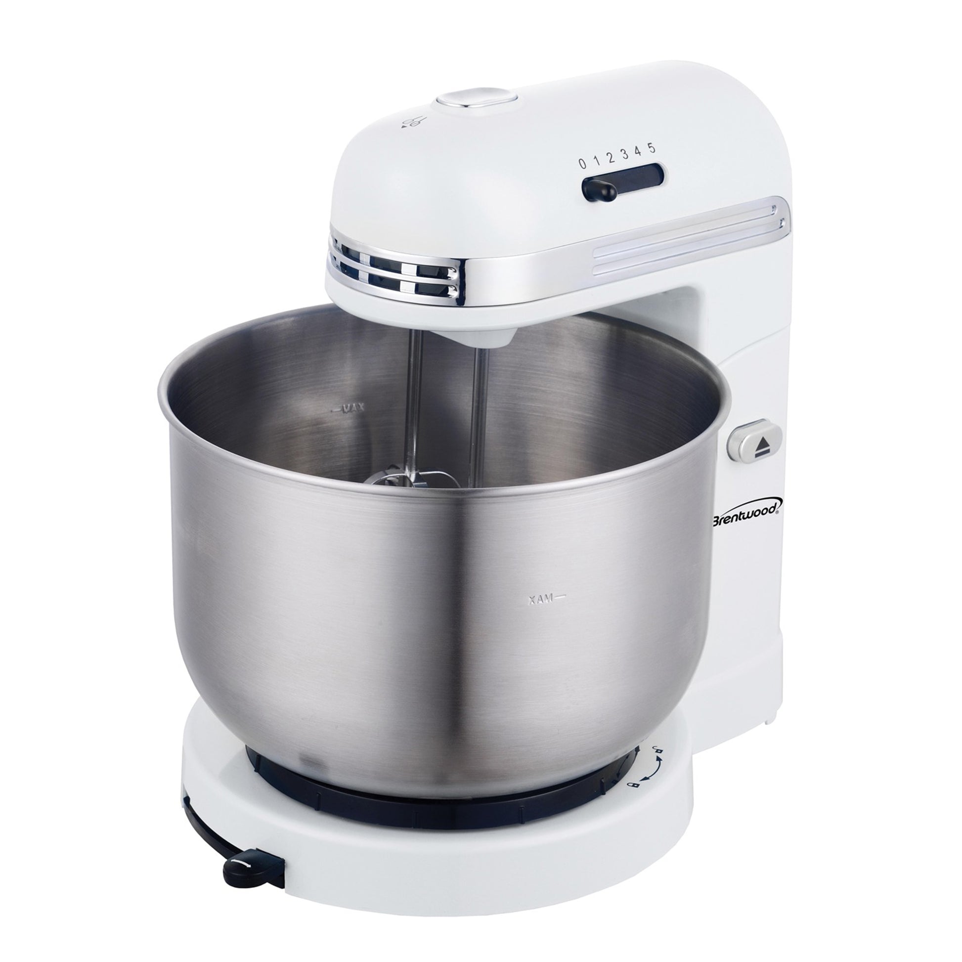 Brentwood 5 Speed Stand Mixer w 3.5 Qt Stainless Steel Mixing Bowl in White