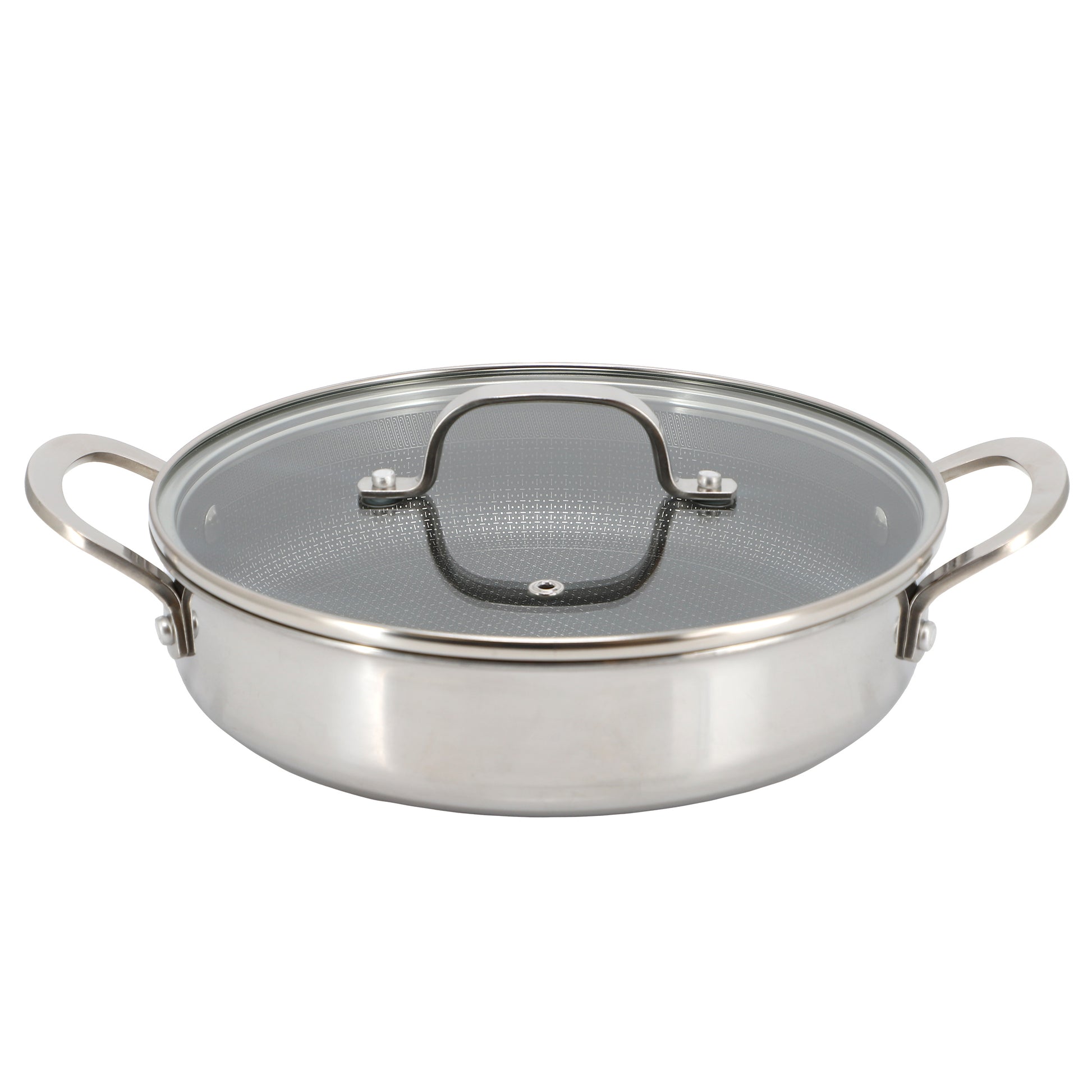 Better Chef 9" 3-Ply Stainless Steel Nonstick Deep Fry Pan w Lid in Silver