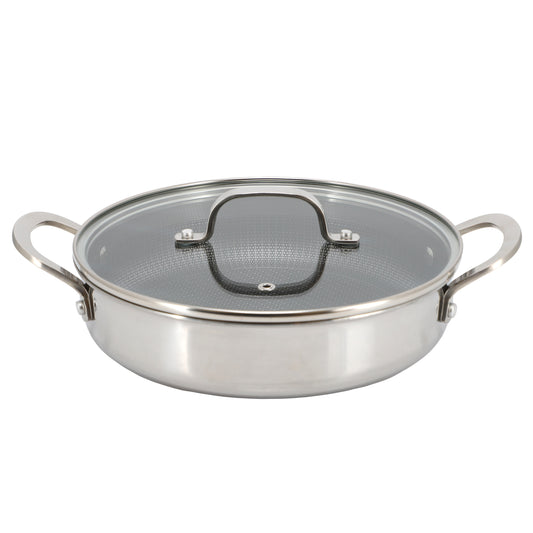 Better Chef 9" 3-Ply Stainless Steel Nonstick Deep Fry Pan w Lid in Silver