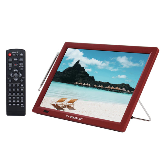 Trexonic 14" Red Portable Widescreen LED TV TRX-14D AC/DC Remote HDMI AV USB SD