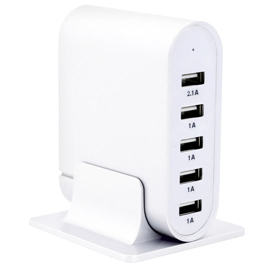 Trexonic 7.1 Amp 5 Port White Universal USB 35.5W Charging Station Desktop Hub