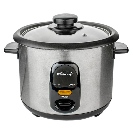 Brentwood 8 Cup Rice Cooker / Non-Stick w Steamer in Silver