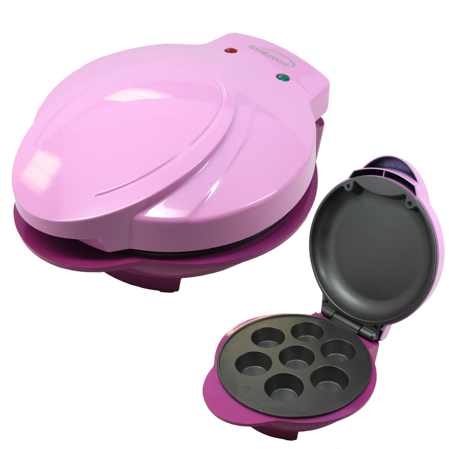 Brentwood 1000W Pink Compact Nonstick 7 Mini Cupcake Muffin Maker with Recipes