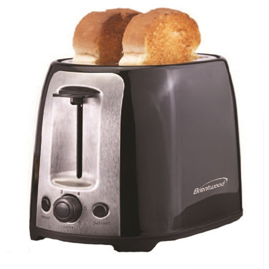 Brentwood 800W 2 Slice Cool Touch Extra Wide Slot Toaster Black Stainless Steel