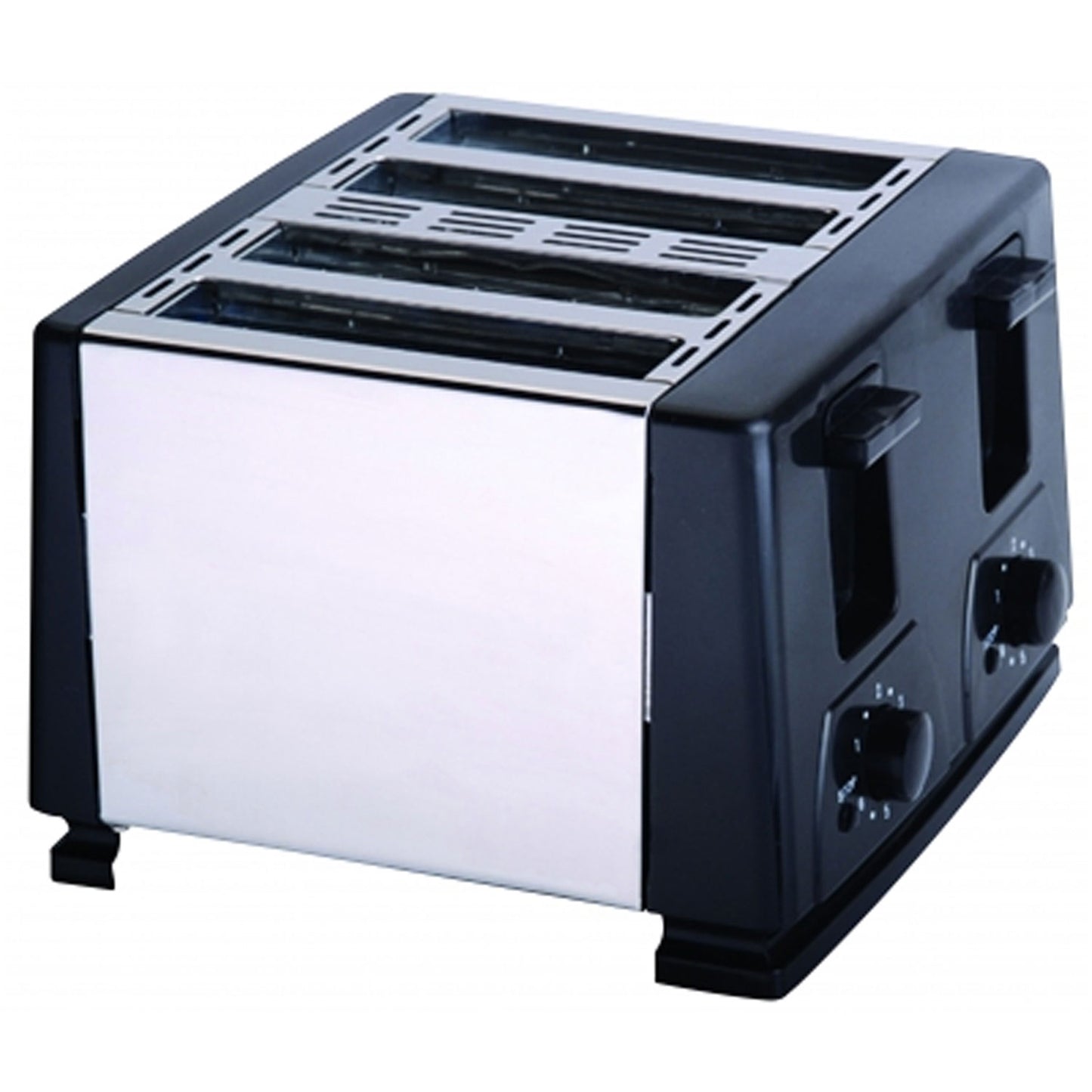 Brentwood 1300W 4 Slice Family Size Toaster in Black & Silver with 6 Settings