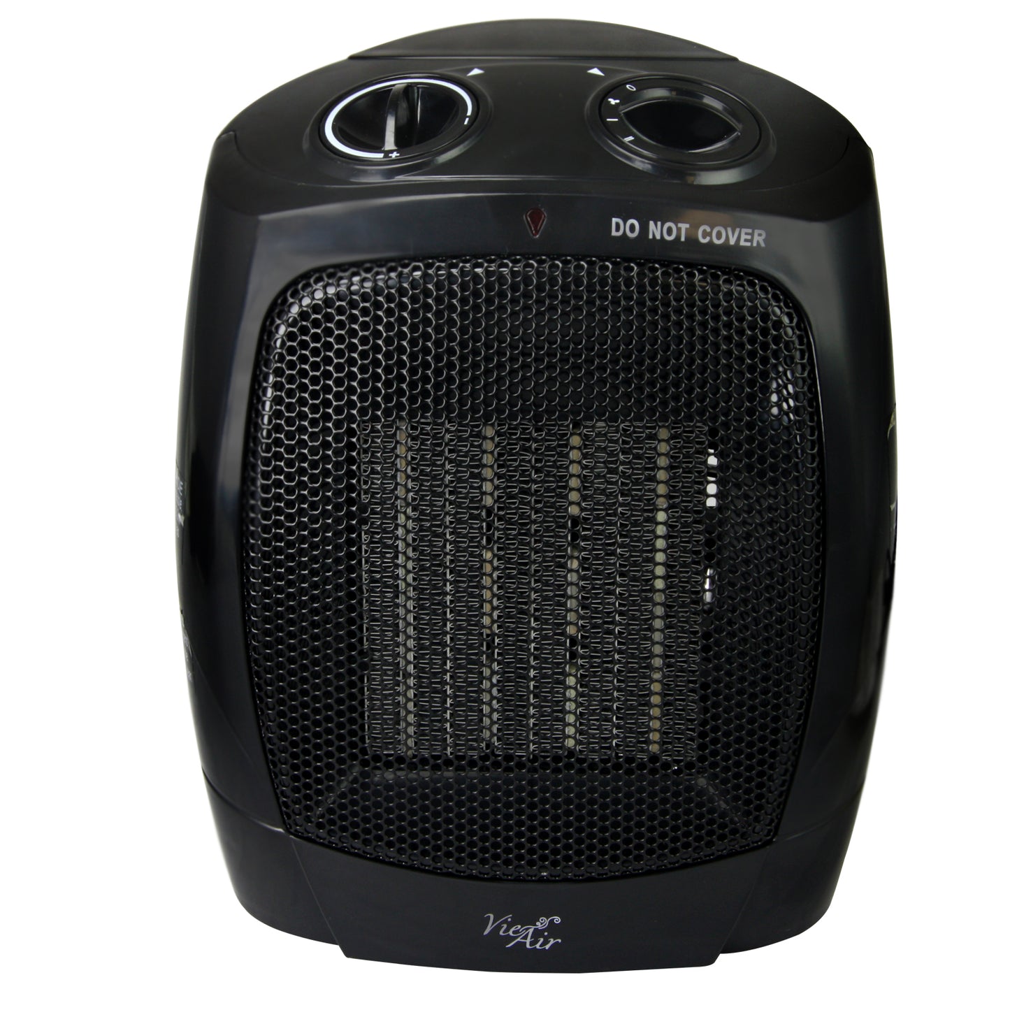 Vie Air 1500W Portable 2-Settings Office Black Ceramic Heater w Adjustable Therm