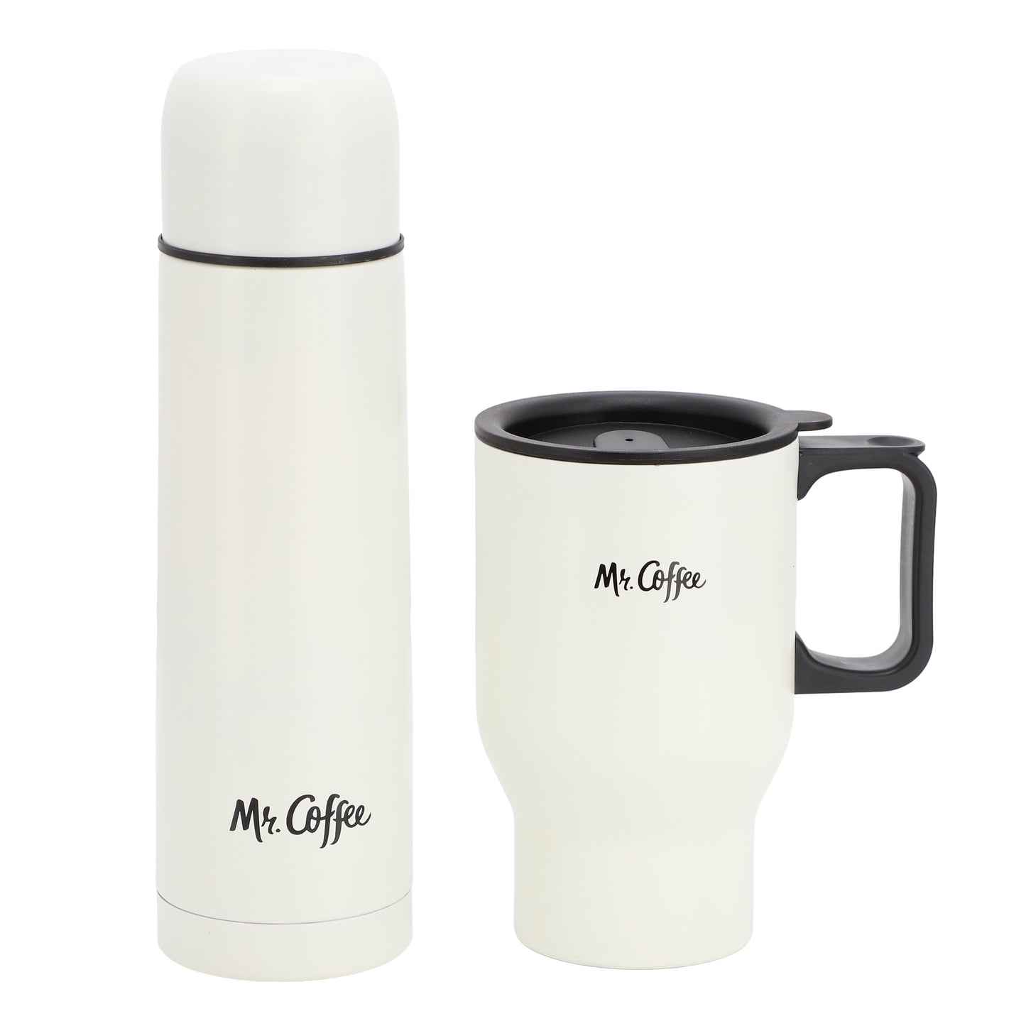 Mr. Coffee Javelin 2 Piece Thermal Bottle & Travel Mug Set in White