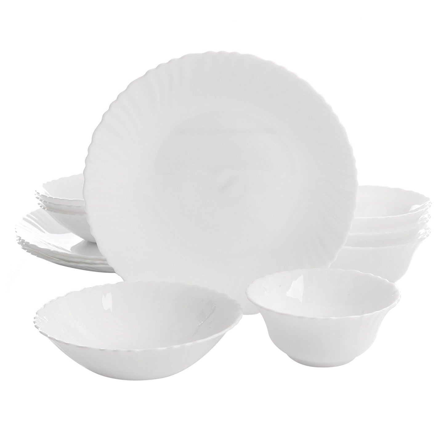 Gibson Home Duraliving Radley 12-Piece Double Bowl Dinnerware Set, White