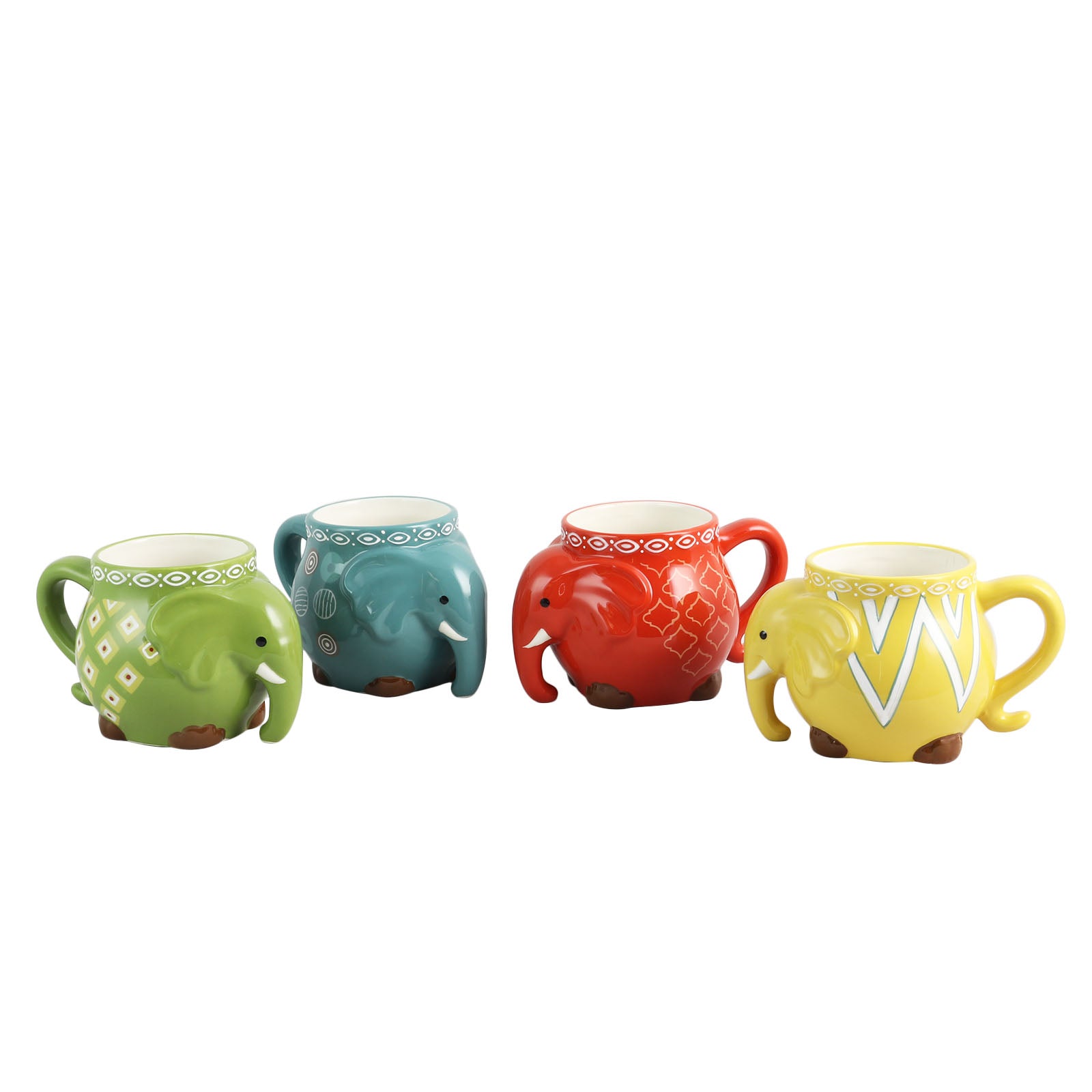 Gibson Home 4 Piece 17.5oz. Durastone Elephant Tusk Figural Mug Set in Assorted