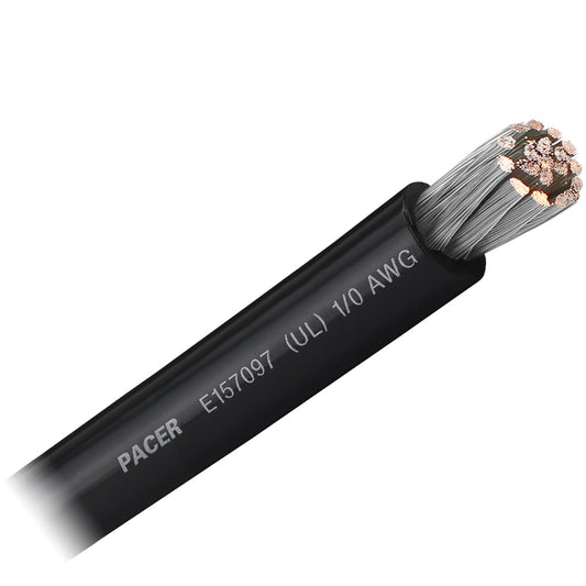 Pacer Black 1/0 AWG Battery Cable - Sold By The Foot  [WUL1/0BK-FT]