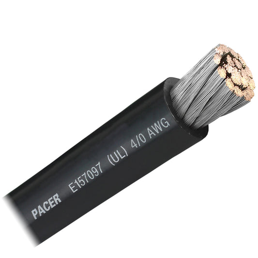 Pacer Black 4/0 AWG Battery Cable - Sold By The Foot  [WUL4/0BK-FT]