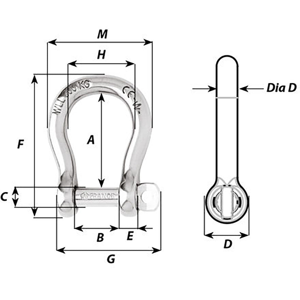 Wichard Not Self-Locking Bow Shackle - 16mm Diameter - 5/8" [01247]