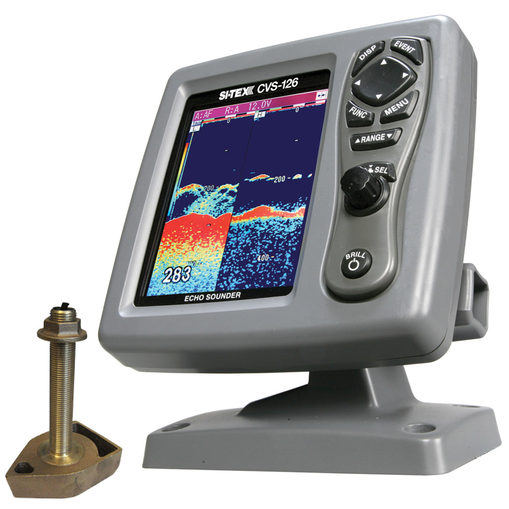 SI-TEX CVS-126 Dual Frequency Color Echo Sounder w/600kW Thru-Hull Transducer 1700/50/200T-CX [CVS-1266TH1]