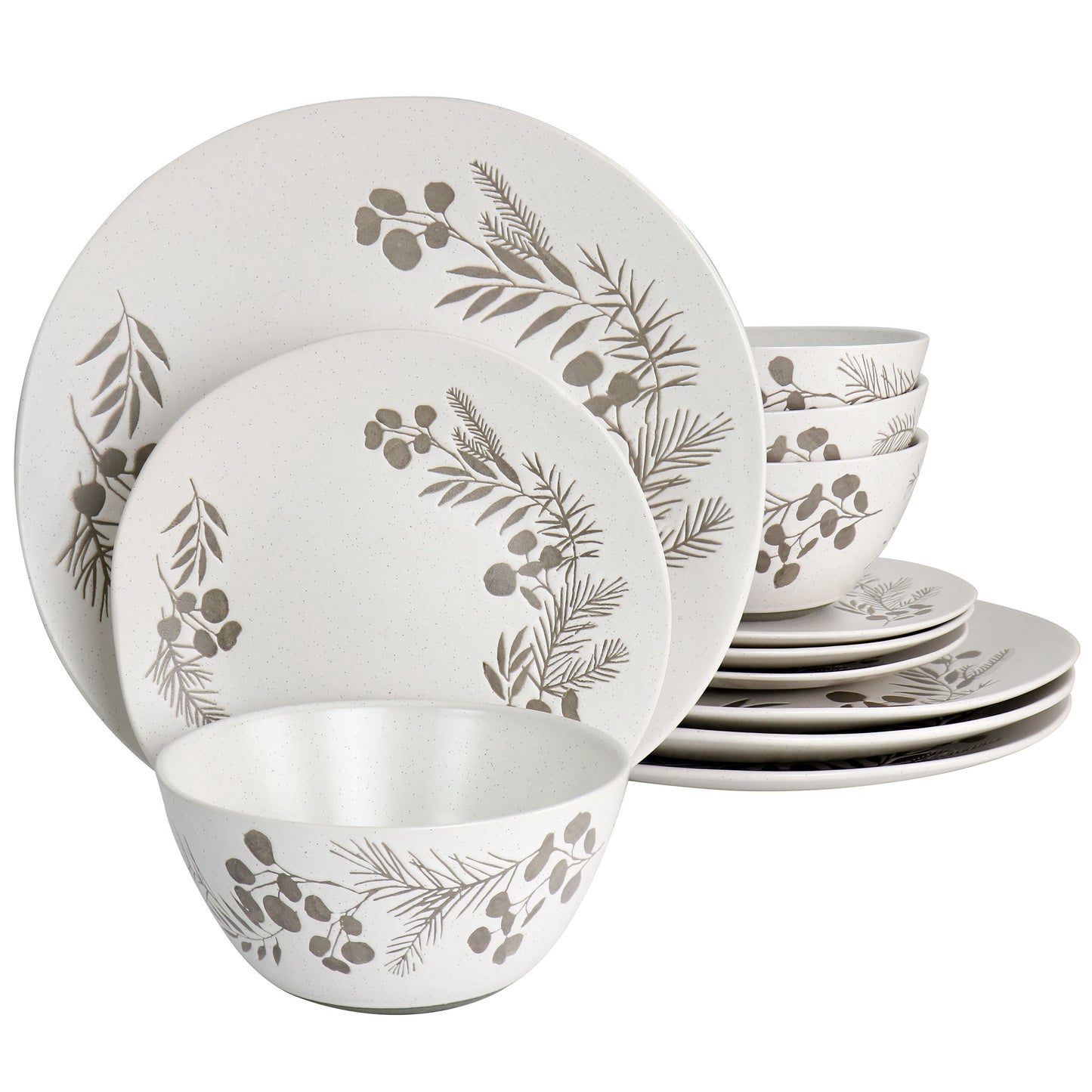 Gibson Prescott 12 Piece Stoneware Dinnerware Set in White