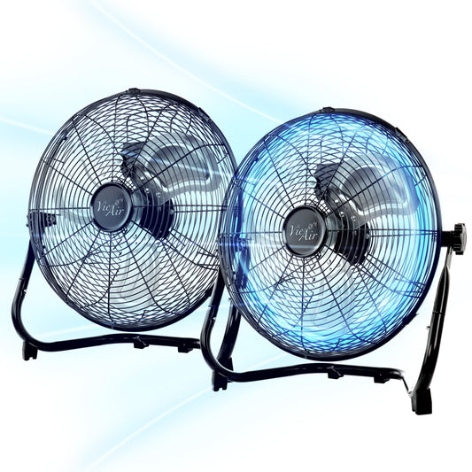 Vie Air 20 Inch Twin Pack Industrial Tilting High Velocity 3 Speed Metal Floor Fan